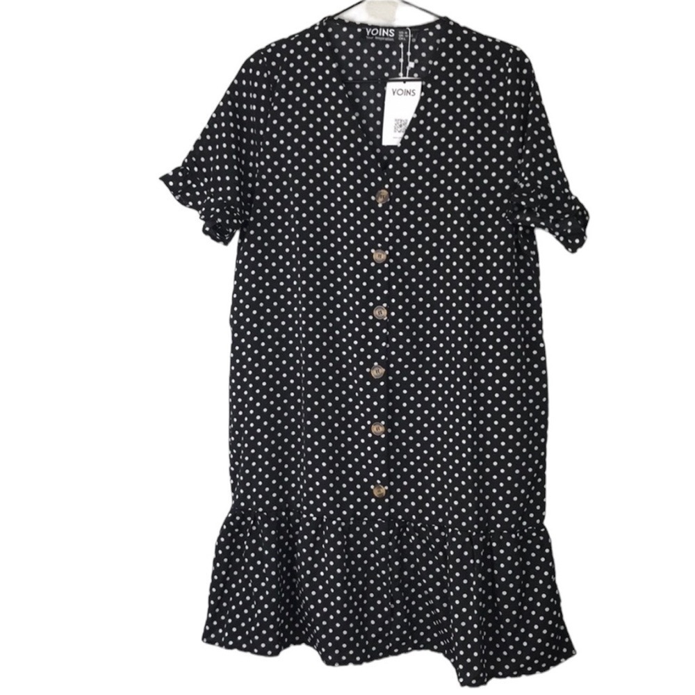 Yoins polka dot ruffle hem dress